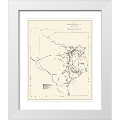 Texas Railway Junction Points - Bissell 1891 White Modern Wood Framed Art Print with Double Matting by Bissell