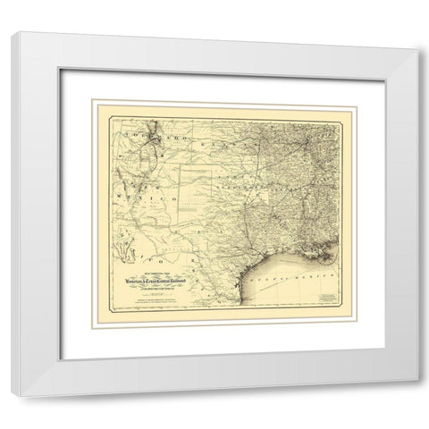 Southern Railroads - Colton 1867 White Modern Wood Framed Art Print with Double Matting by Colton