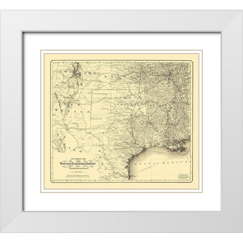 Southern Railroads - Colton 1867 White Modern Wood Framed Art Print with Double Matting by Colton