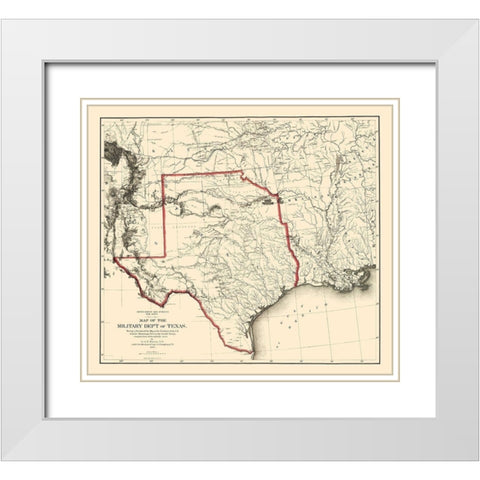 Texas Military Department - Bien 1859 White Modern Wood Framed Art Print with Double Matting by Bien