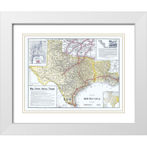 Frisco Lines - South Texas Land 1911 White Modern Wood Framed Art Print with Double Matting by South Texas Land