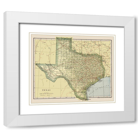 Texas - Dodd Mead 1903 White Modern Wood Framed Art Print with Double Matting by Dodd Mead