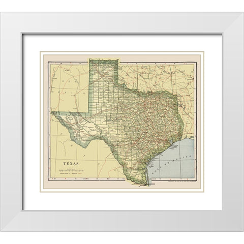 Texas - Dodd Mead 1903 White Modern Wood Framed Art Print with Double Matting by Dodd Mead