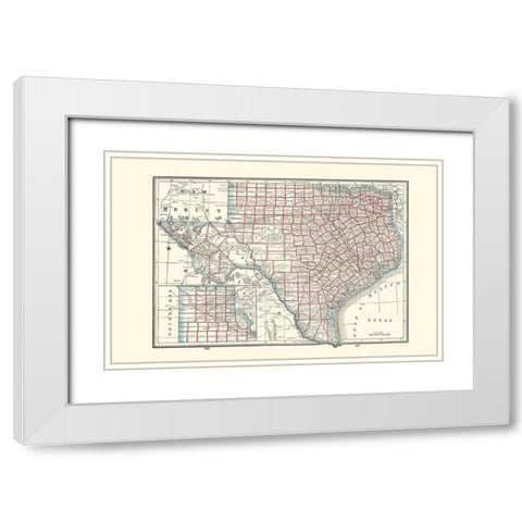 Texas - Rathbun 1893 White Modern Wood Framed Art Print with Double Matting by Rathbun