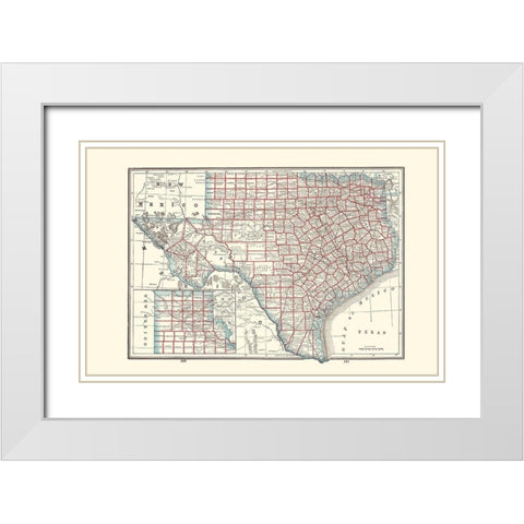 Texas - Rathbun 1893 White Modern Wood Framed Art Print with Double Matting by Rathbun
