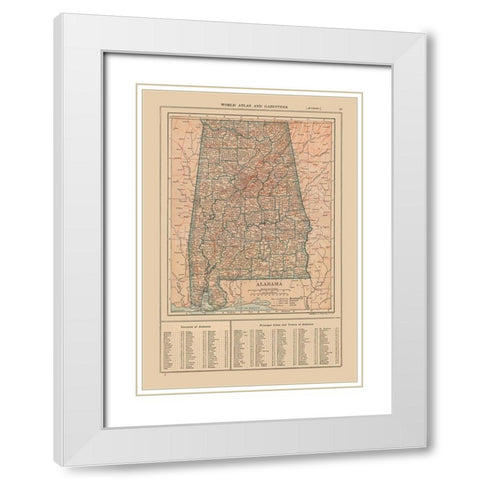 Alabama - Reynold 1921 White Modern Wood Framed Art Print with Double Matting by Reynold