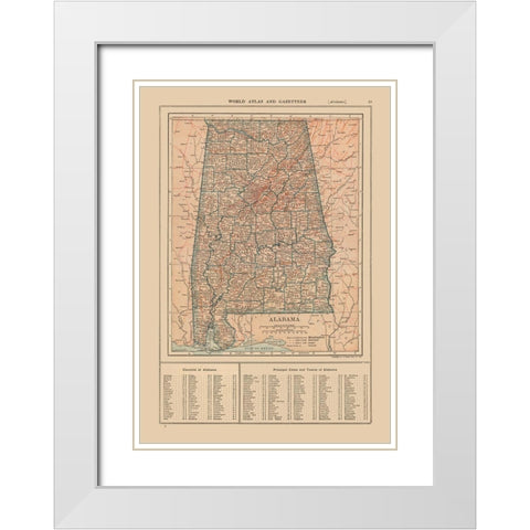 Alabama - Reynold 1921 White Modern Wood Framed Art Print with Double Matting by Reynold