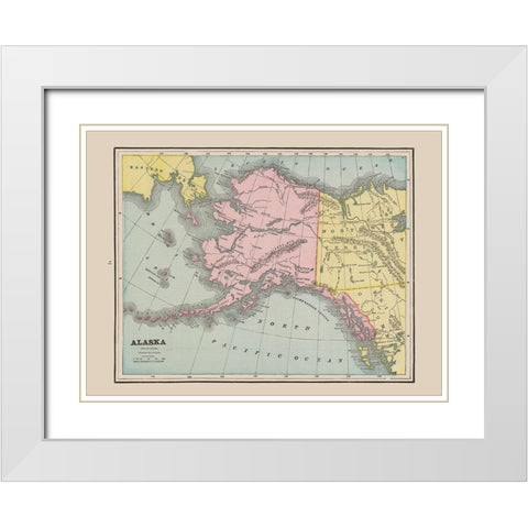 Alaska - Cram 1892 White Modern Wood Framed Art Print with Double Matting by Cram
