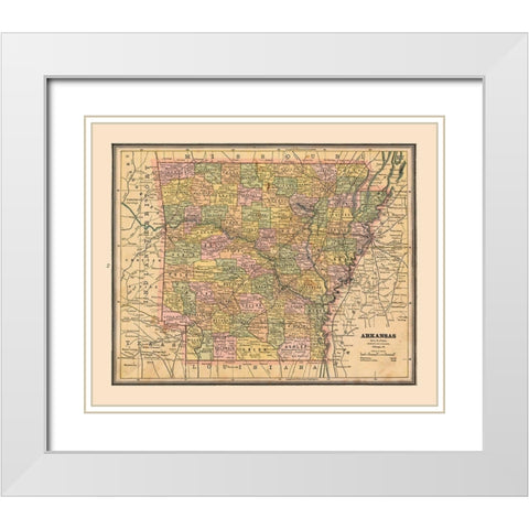 Arkansas, United States - Cram 1888 White Modern Wood Framed Art Print with Double Matting by Cram