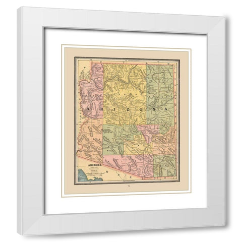 Arizona, United States - Cram 1888 White Modern Wood Framed Art Print with Double Matting by Cram