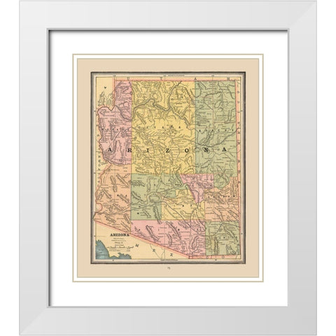 Arizona, United States - Cram 1888 White Modern Wood Framed Art Print with Double Matting by Cram