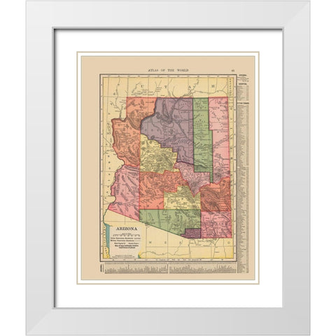 Arizona - Hammond 1910 White Modern Wood Framed Art Print with Double Matting by Hammond