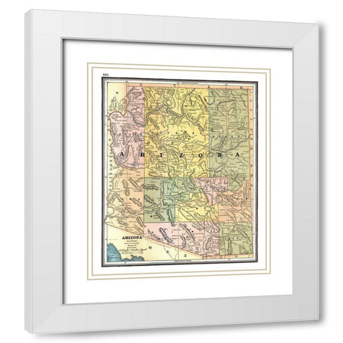 Arizona - Johnson 1888 White Modern Wood Framed Art Print with Double Matting by Johnson