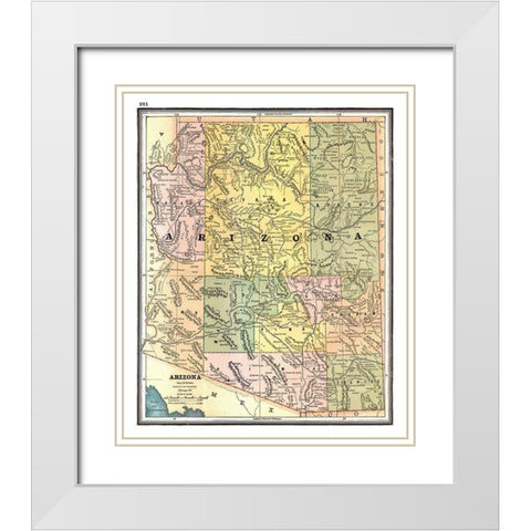 Arizona - Johnson 1888 White Modern Wood Framed Art Print with Double Matting by Johnson