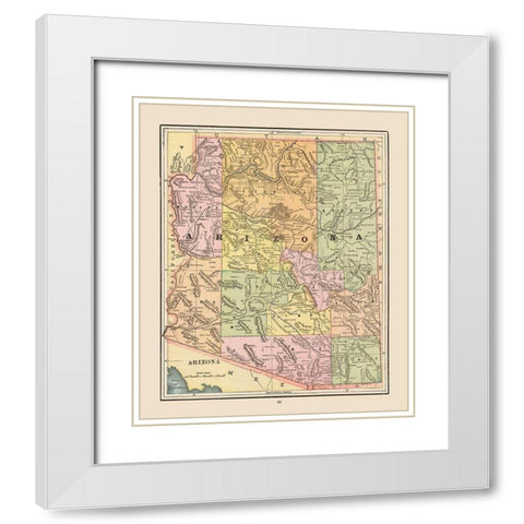 Arizona - Cram 1892 White Modern Wood Framed Art Print with Double Matting by Cram