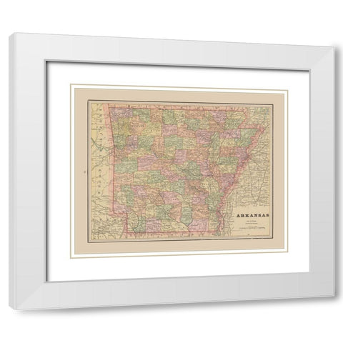 Arkansas - Cram 1892 White Modern Wood Framed Art Print with Double Matting by Cram