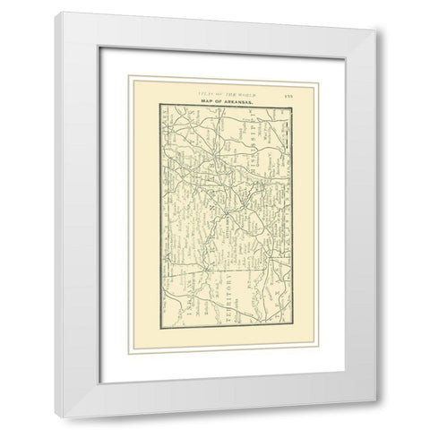Arkansas - Alden 1886 White Modern Wood Framed Art Print with Double Matting by Alden