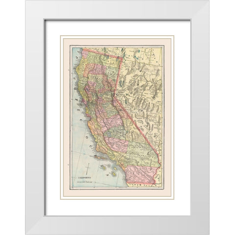 California - Cram 1892 White Modern Wood Framed Art Print with Double Matting by Cram