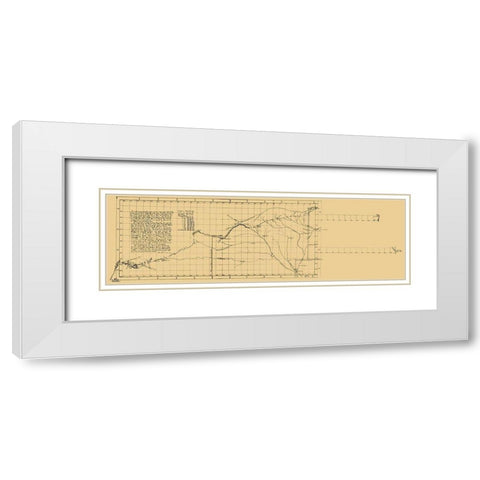 Santa Fe Trail, St Louis to Santa Fe - 1825 White Modern Wood Framed Art Print with Double Matting by Unknown