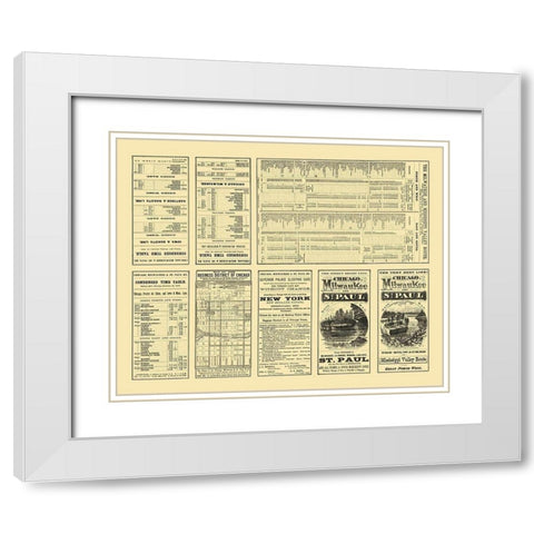 Chicago, Milwaukee,  St Paul Railway Timetable White Modern Wood Framed Art Print with Double Matting by Rand McNally