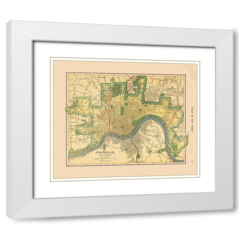 Cincinnati  Ohio - Hammond 1910 White Modern Wood Framed Art Print with Double Matting by Hammond