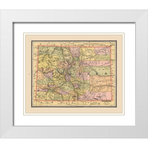 Colorado, United States - Cram 1888 White Modern Wood Framed Art Print with Double Matting by Cram