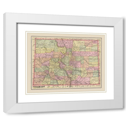 Colorado - Cram 1892 White Modern Wood Framed Art Print with Double Matting by Cram