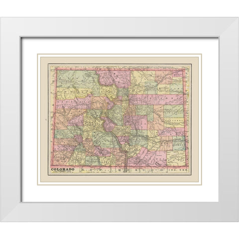 Colorado - Cram 1892 White Modern Wood Framed Art Print with Double Matting by Cram