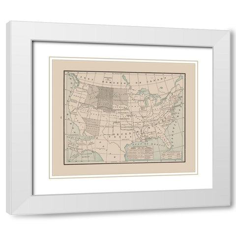 States after Civil War - Cram 1892 White Modern Wood Framed Art Print with Double Matting by Cram