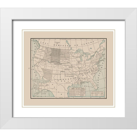States after Civil War - Cram 1892 White Modern Wood Framed Art Print with Double Matting by Cram