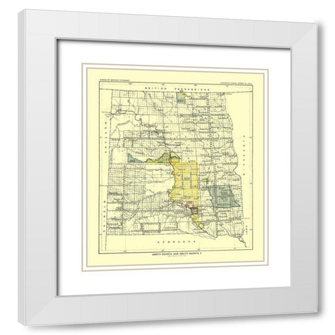 North and South Dakota - Pierre - Hoen 1896 White Modern Wood Framed Art Print with Double Matting by Hoen