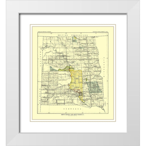 North and South Dakota - Pierre - Hoen 1896 White Modern Wood Framed Art Print with Double Matting by Hoen