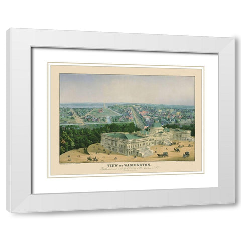 Washington DC - Sachse 1852 White Modern Wood Framed Art Print with Double Matting by Sachse