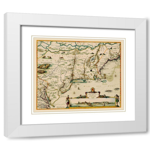 US East Coast, Chesapeake Bay to Maine 1685 White Modern Wood Framed Art Print with Double Matting by Danckerts