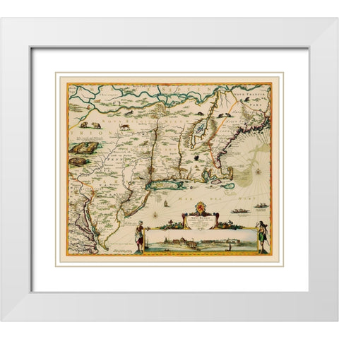 US East Coast, Chesapeake Bay to Maine 1685 White Modern Wood Framed Art Print with Double Matting by Danckerts