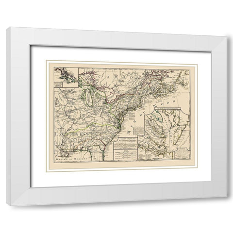 US East of Mississippi River - Phelippeaux 1783 White Modern Wood Framed Art Print with Double Matting by Phelippeaux