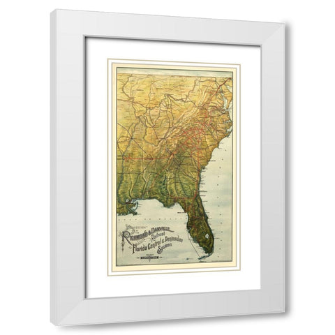 Richmond and Danville Railroad 1893 White Modern Wood Framed Art Print with Double Matting by American Bank Note