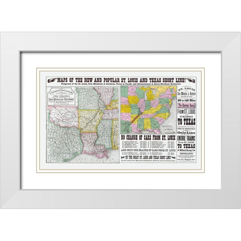 St Louis, Iron Mountain and Southern Railway - White Modern Wood Framed Art Print with Double Matting by Unknown