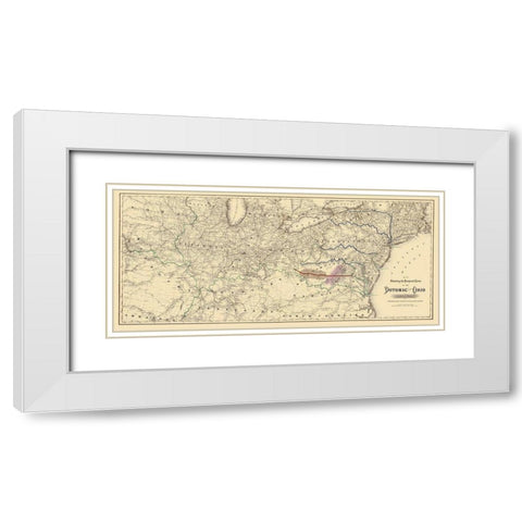Potomac and Ohio Railway Projected Route 1874 White Modern Wood Framed Art Print with Double Matting by Colton