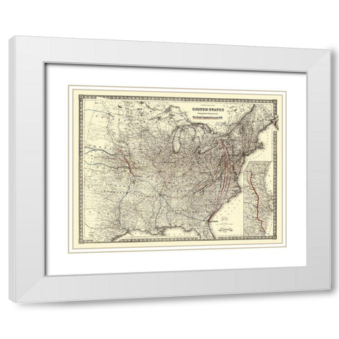 Fort Scott, topeka and Lincoln Railroad 1883 White Modern Wood Framed Art Print with Double Matting by Colton