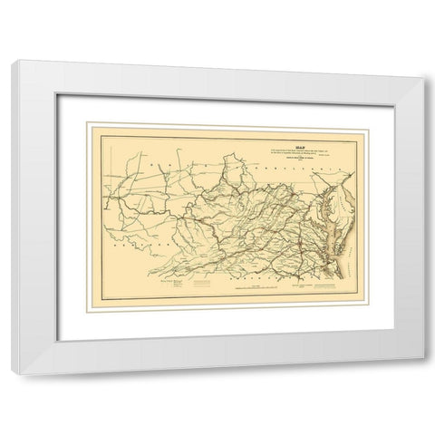 Tide Water Virginia to Ohio River Proposed 1852 White Modern Wood Framed Art Print with Double Matting by Vaisz