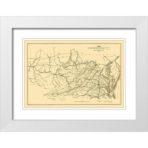 Tide Water Virginia to Ohio River Proposed 1852 White Modern Wood Framed Art Print with Double Matting by Vaisz