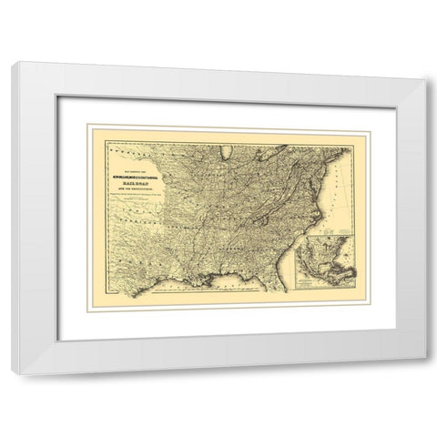 New Orleans, Mobile and Chattanooga Railroad 1865 White Modern Wood Framed Art Print with Double Matting by Colton