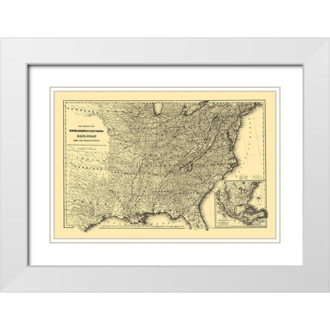 New Orleans, Mobile and Chattanooga Railroad 1865 White Modern Wood Framed Art Print with Double Matting by Colton