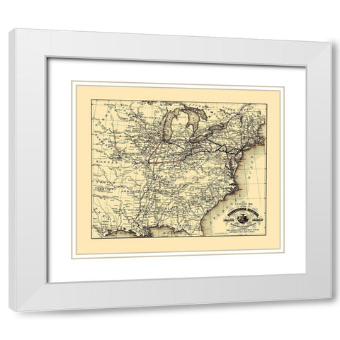 Pennsylvania Central Railroad - Mendel 1854 White Modern Wood Framed Art Print with Double Matting by Mendel