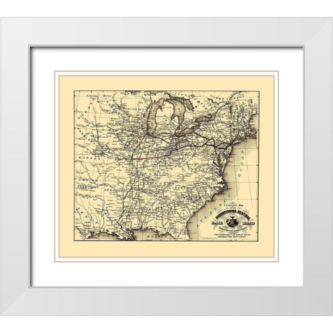 Pennsylvania Central Railroad - Mendel 1854 White Modern Wood Framed Art Print with Double Matting by Mendel