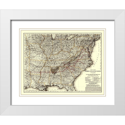 Richmond and Danville Railroad - Colton 1881 White Modern Wood Framed Art Print with Double Matting by Colton