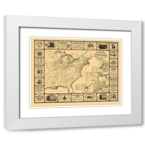 United States Railroads - Perris 1857 White Modern Wood Framed Art Print with Double Matting by Perris