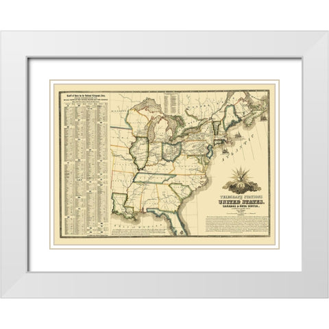 United States Telegraph Stations - Barr 1853 White Modern Wood Framed Art Print with Double Matting by Barr