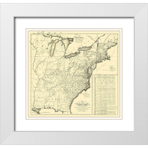 United States Eastern - Bradley 1796 White Modern Wood Framed Art Print with Double Matting by Bradley